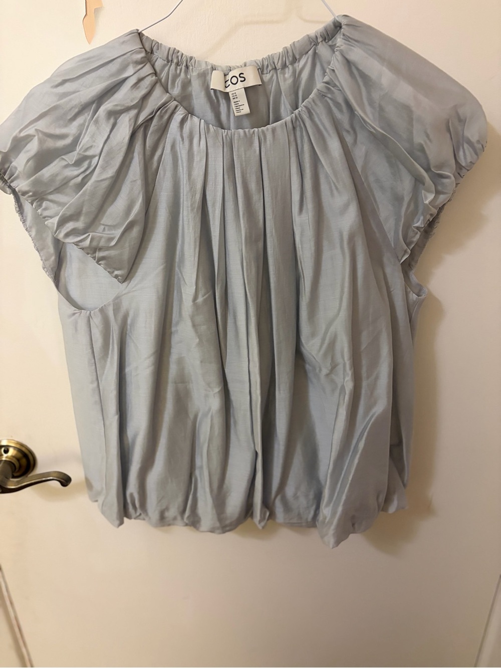 Cos Light blue Pleated Short Sleeve Blouse